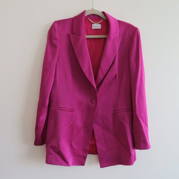 MARELLA Carrara Semi Fitted Satin Blazer in Fuchsia Purple - Size US 8 - Picture 2 of 13